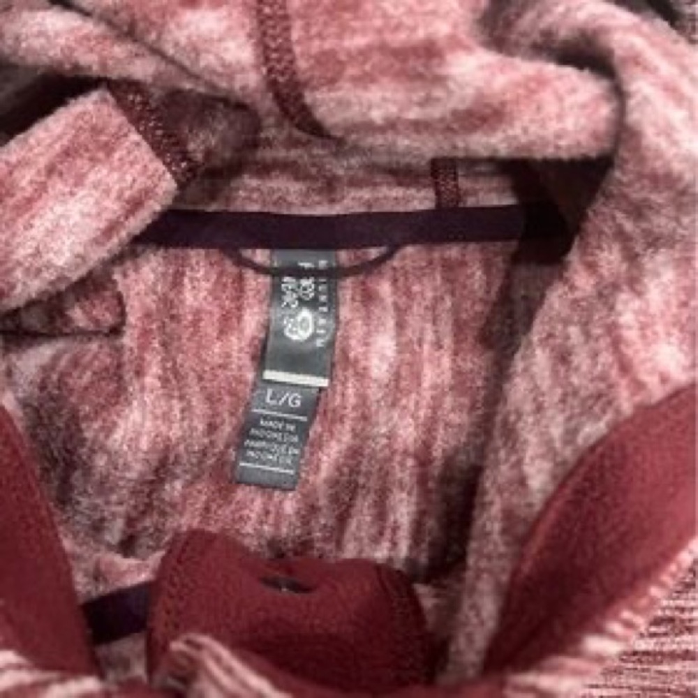 Marled Hooded Snap-Front Knit Jacket in Burgundy - Picture 3 of 4